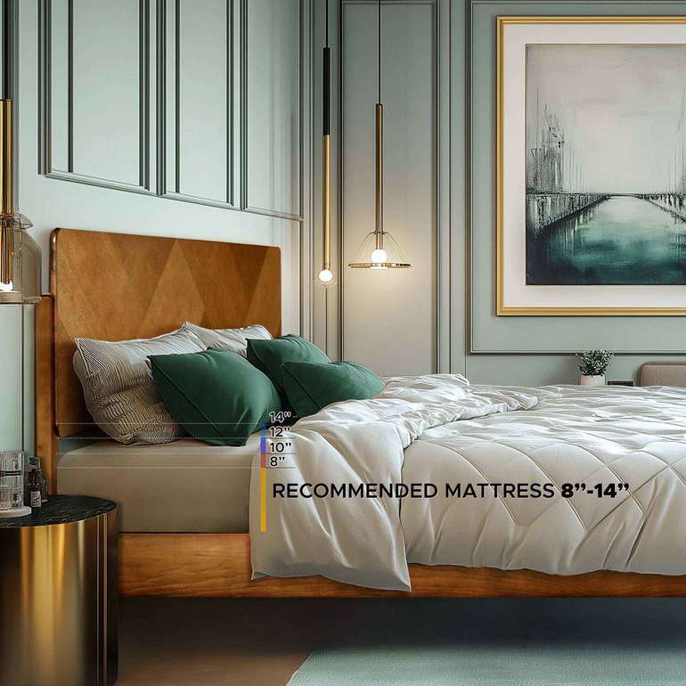 Rorns Bifrost Platform Bed Frame With Headboard for Modern Bedrooms