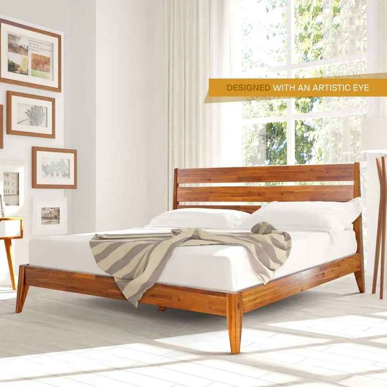 Acacia Emery Wood Platform Bed Frame for Modern Bedrooms