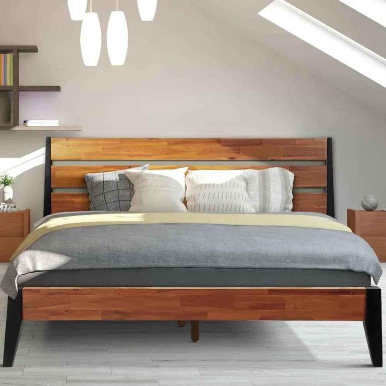 Acacia Emery Wood Platform Bed Frame for Modern Bedrooms
