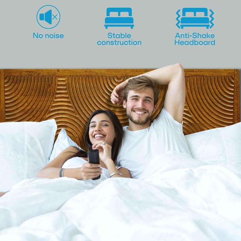 Acacia Harmony Solid Wood Platform Bed Frame with Headboard