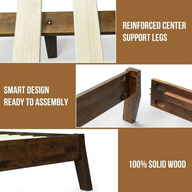 Acacia Serenity Deluxe Wood Platform Bed Frame - Elegant and Durable Design