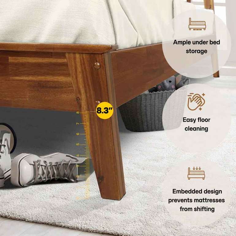 Acacia Kaylin Deluxe Wood Platform Bed Frame for Stylish Bedrooms
