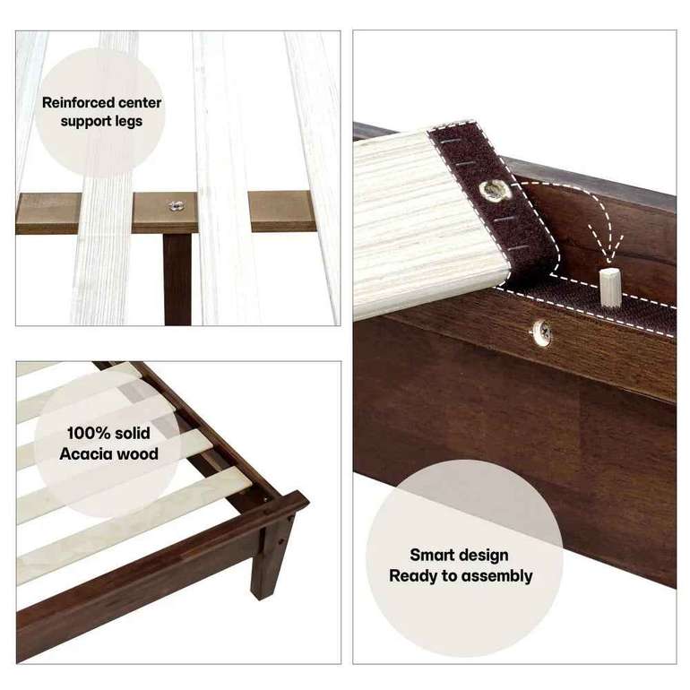 Acacia Kaylin Solid Wood Bed Frame for Durable Style and Comfort