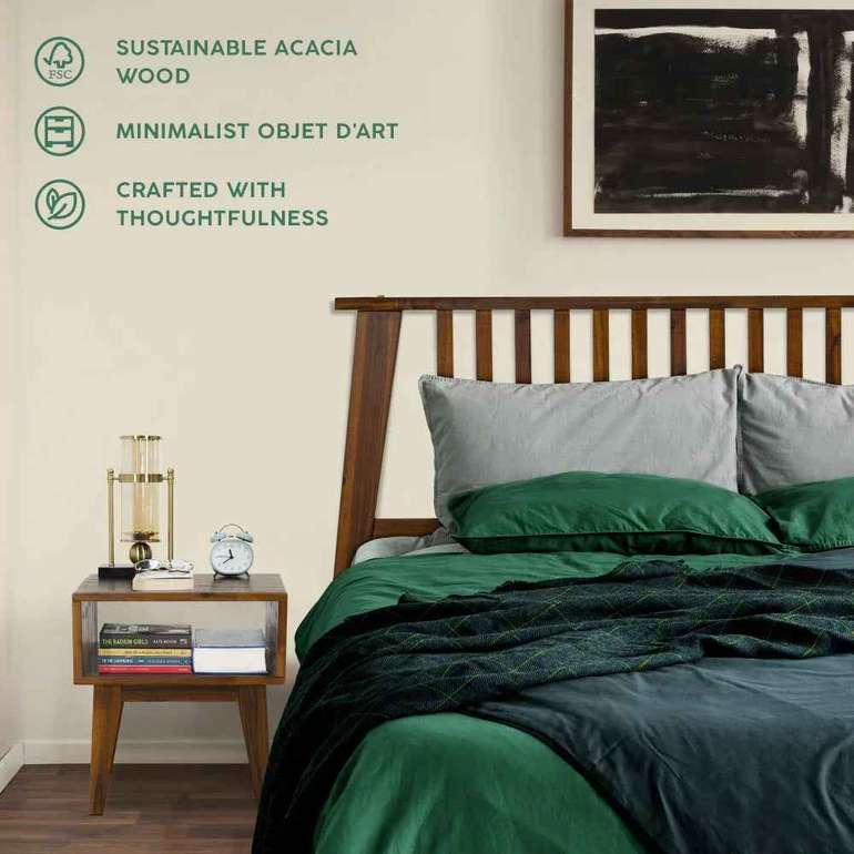 Acacia Kaylin Bed Frame & Nightstand Set for a Stylish Bedroom