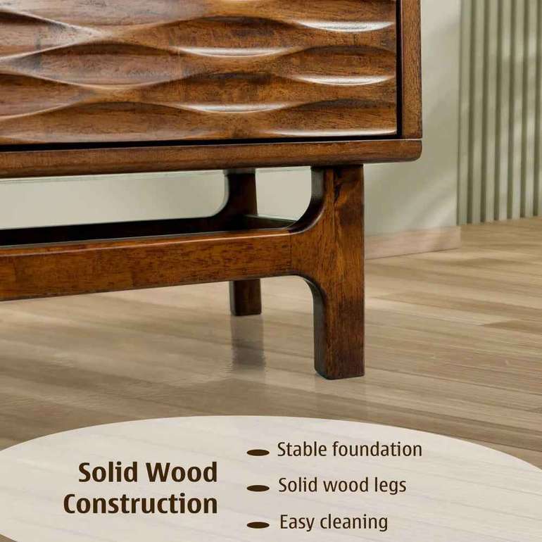 Acacia Elara Solid Wood TV Stand with Storage and Cable Management for TVs up to 80"