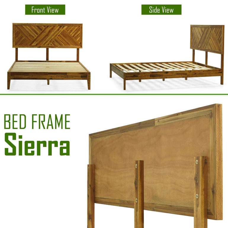 Acacia Sierra Deluxe Solid Wood Bed Frame