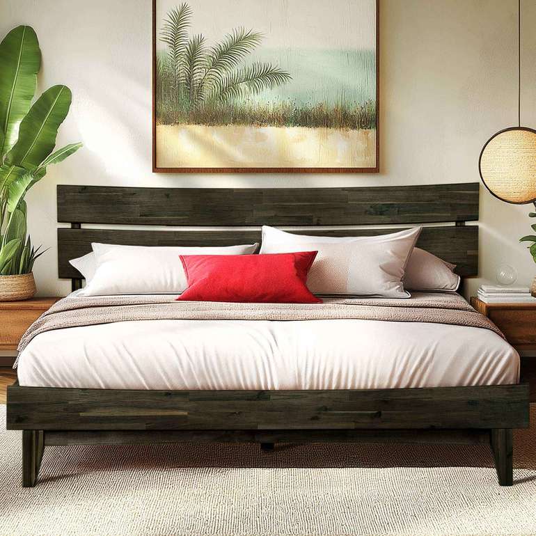 Acacia Aurora Deluxe Wood Platform Bed Frame for Ultimate Comfort and Style