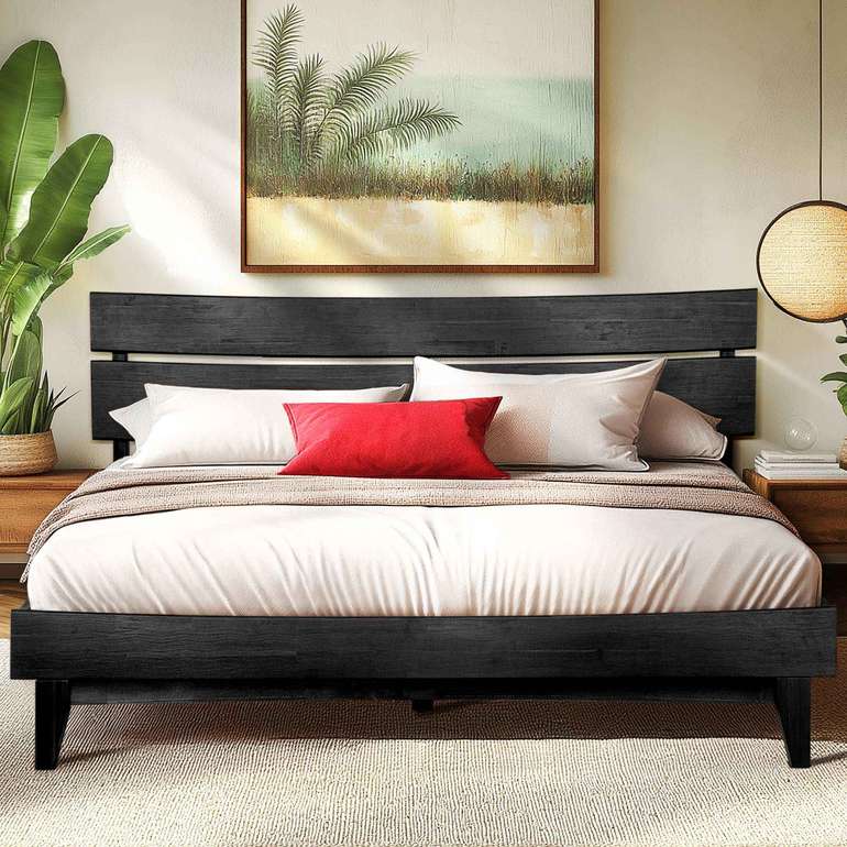 Acacia Aurora Deluxe Wood Platform Bed Frame for Ultimate Comfort and Style