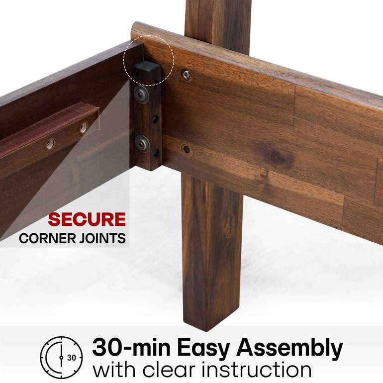 Acacia Aurora Deluxe Wood Platform Bed Frame for Ultimate Comfort and Style