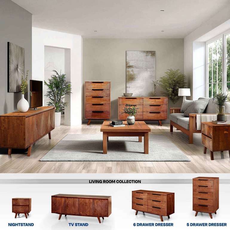 Acacia Harmony Dresser with 6 Drawers for Stylish Storage