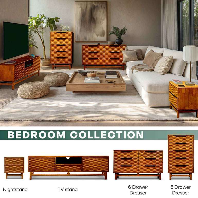 Acacia Elara Dresser with 5 Drawers for Stylish Storage Solutions