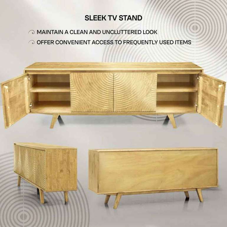 Acacia Harmony TV Stand with Storage for TVs up to 80 Inches