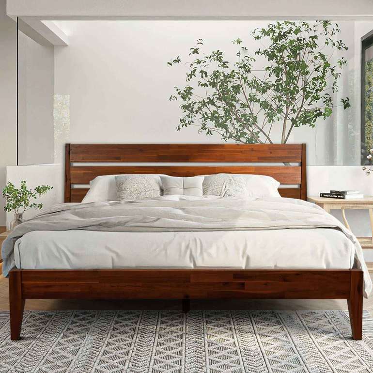 Acacia Emery Solid Wood Bed Frame - Stylish and Durable Acacia Wood Design for Your Bedroom