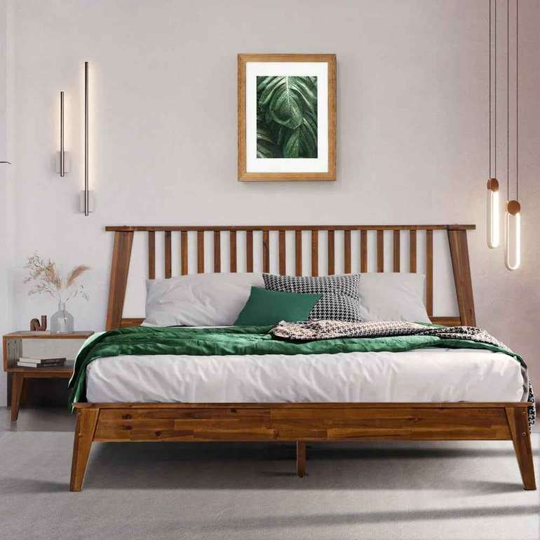 Acacia Kaylin Bed Frame & Nightstand Set for a Stylish Bedroom