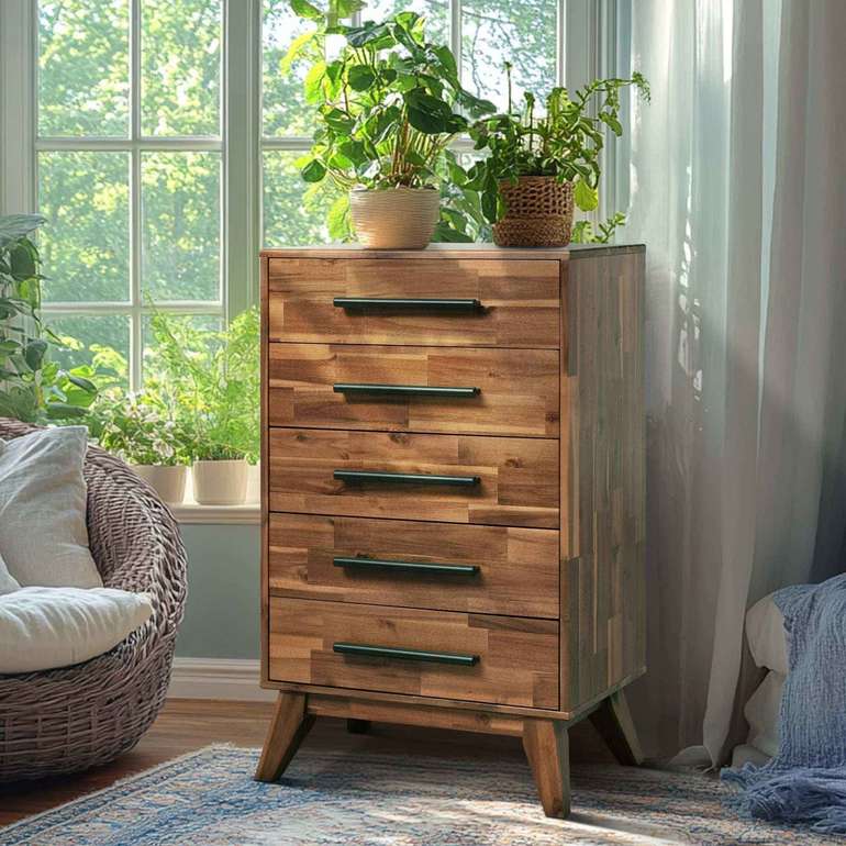 Acacia Linea Solid Wood Dresser for Timeless Elegance