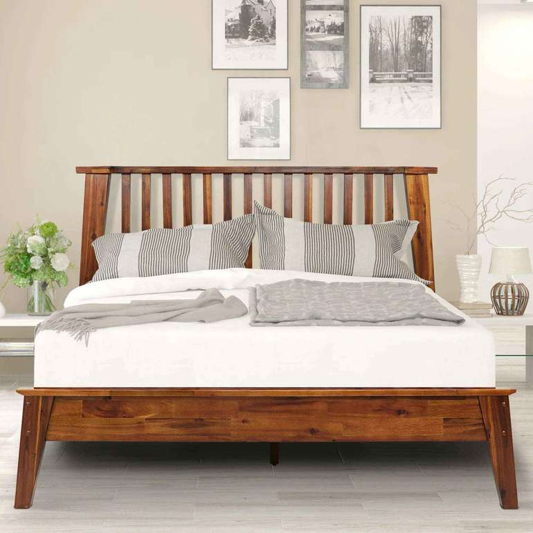 Acacia Kaylin Deluxe Wood Platform Bed Frame for Stylish Bedrooms