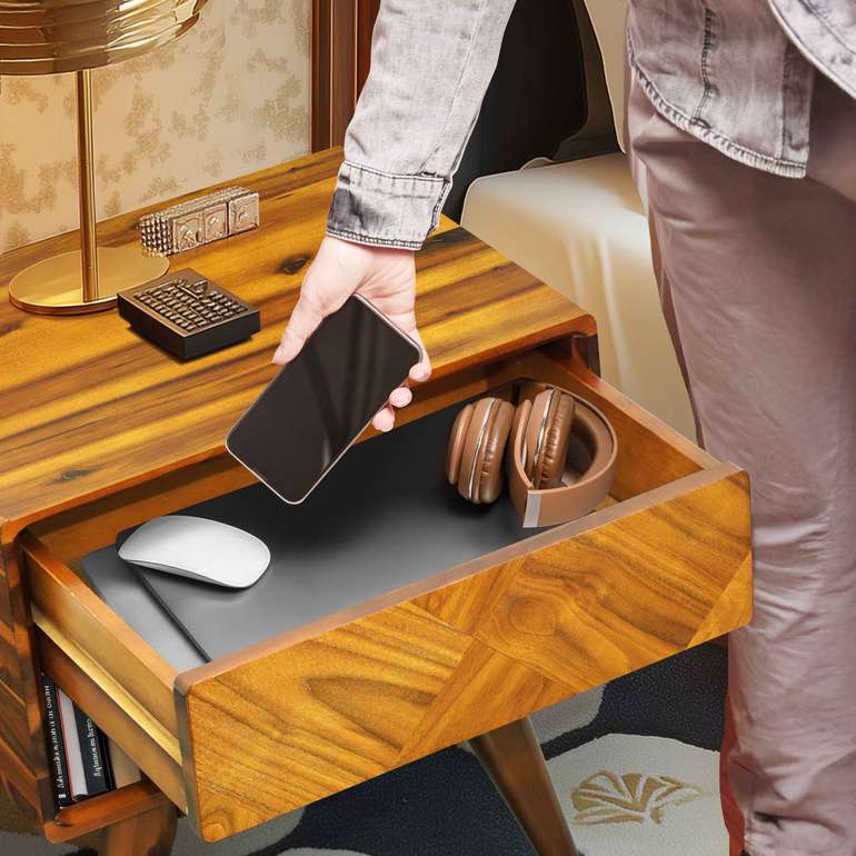 Rorns Laden Nightstand with Drawer - Stylish and Functional Bedroom Storage