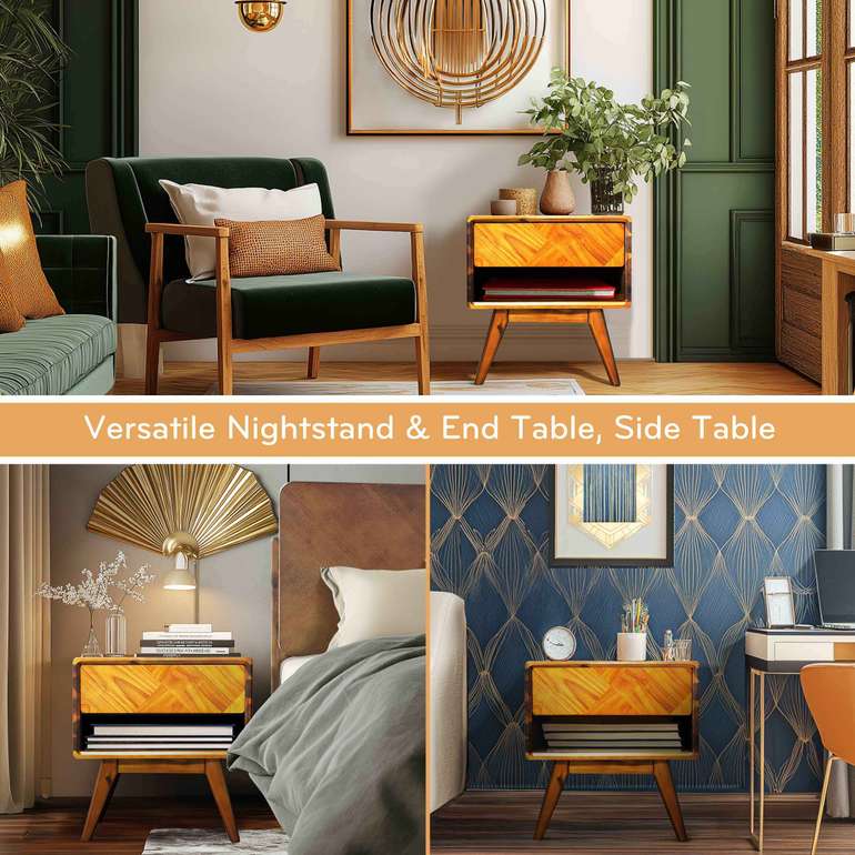 Rorns Laden Nightstand with Drawer - Stylish and Functional Bedroom Storage