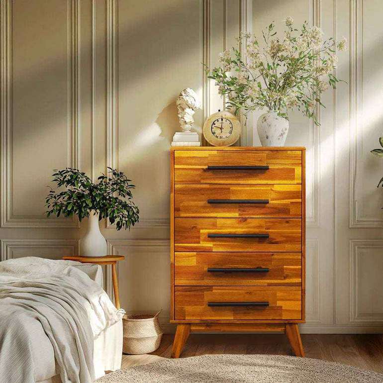 Acacia Linea Solid Wood Dresser for Timeless Elegance